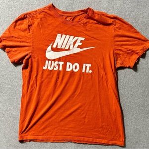 Nike Tee Shirt  Athletic Orange Short Sleeve Just Do It Spell Out Mens Size M